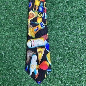 Nicole Miller 100% Silk Tie‎ Absolut Peppar Caviar Chess Necktie Black Print